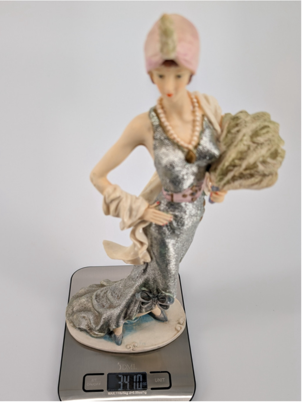 VTG 1991 Albert Price Flapper Lady Figurine Silver Glitter Gown Fan 13.5" AS IS - Picture 11 of 11